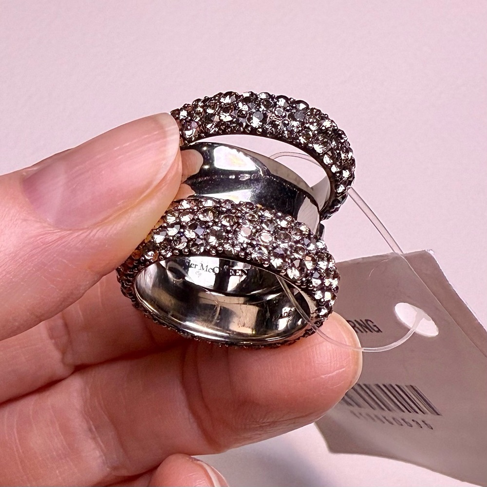 Pave Double Ring Alexander McQueen, 
brand new w/tag, size 15, brass NWT